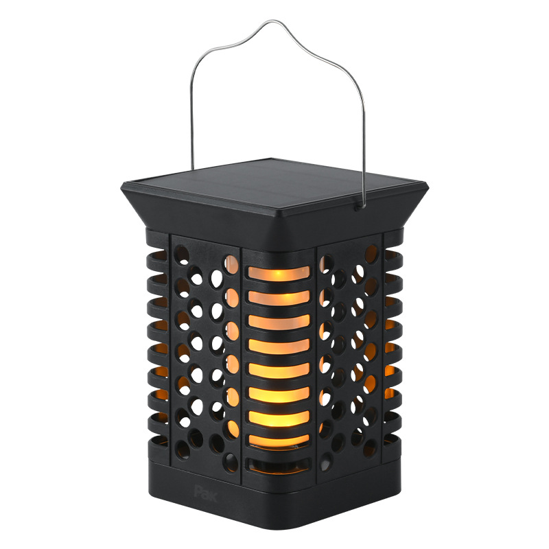 Открытый водонепроницаемый квадратный светодиодный фонарь с пламенем на солнечной энергии